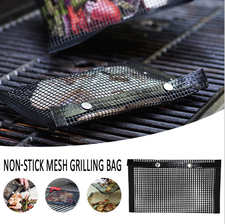 特氟龍燒烤網(wǎng)袋食品級耐高溫?zé)揪W(wǎng)格片BBQ不粘燒烤袋